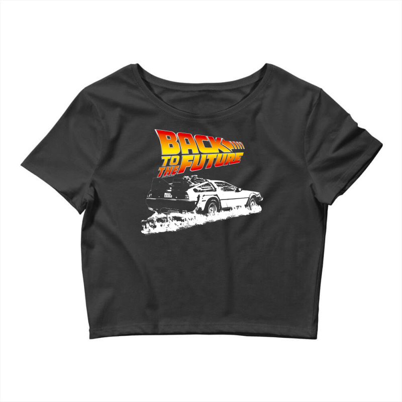 Back To The Future  Delorean Fire Tracks White Stencil Fan Art Baby No Crop Top by dorotaduriimj | Artistshot