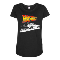 Back To The Future  Delorean Fire Tracks White Stencil Fan Art Baby No Maternity Scoop Neck T-shirt | Artistshot