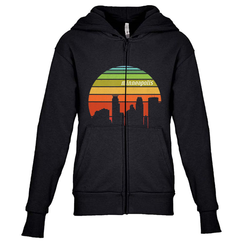 Trending Retro Minneapolis Minnesota Cityscape Youth Zipper Hoodie | Artistshot