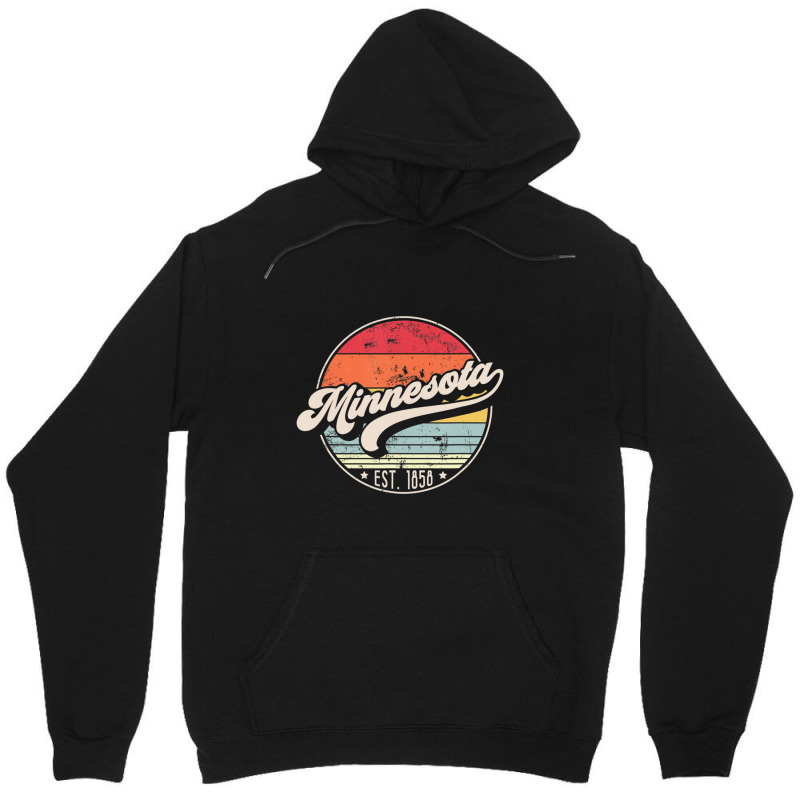 Trending Retro Minnesota Home State Mn Cool 70s Style Sunset Unisex Hoodie | Artistshot