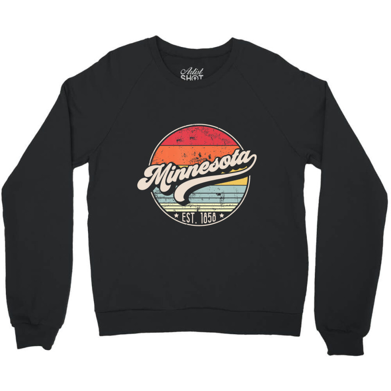 Trending Retro Minnesota Home State Mn Cool 70s Style Sunset Crewneck Sweatshirt | Artistshot