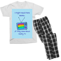 Fasbytes Reality Tv I Might Read More If About Reality Tv Typography B Men's T-shirt Pajama Set | Artistshot