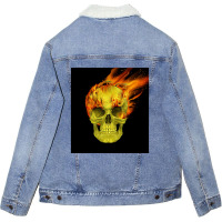 Skull Flame Unisex Sherpa-lined Denim Jacket | Artistshot