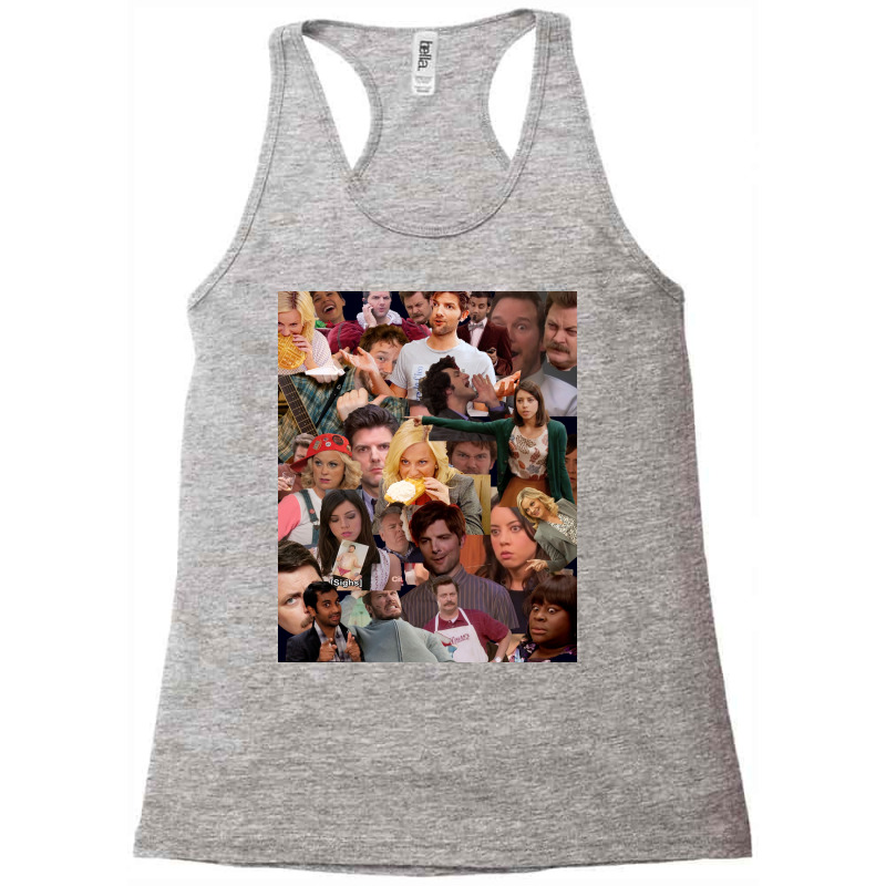 Parks And Recreation Collage Poster Green Racerback Tank by szylkoarowv | Artistshot