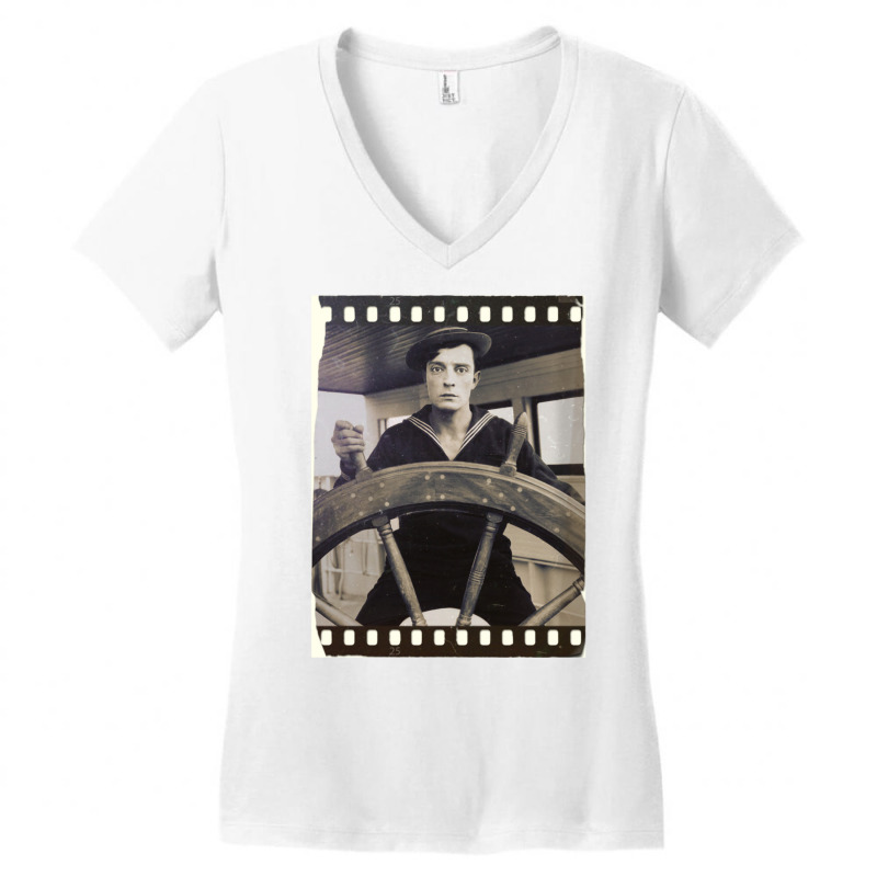 Buster Keaton  The Navigator  Film  D23 Classic  Yellow Green Women's V-Neck T-Shirt by baklidayamaj | Artistshot