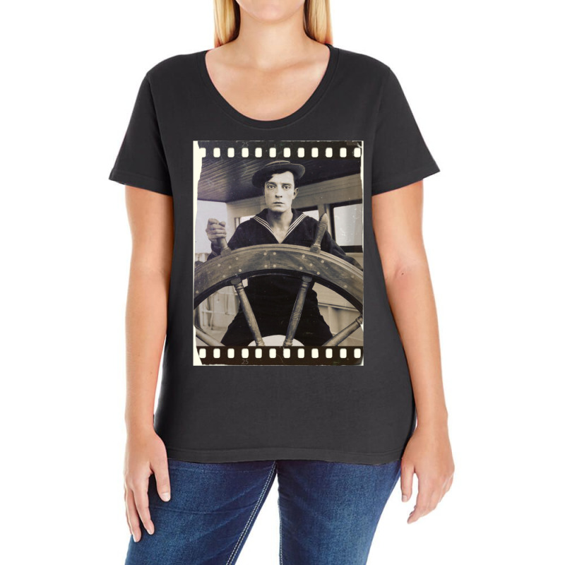 Buster Keaton  The Navigator  Film  D23 Classic  Yellow Green Ladies Curvy T-Shirt by baklidayamaj | Artistshot