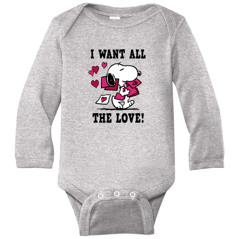 Peanuts Snoopy All The Love Valentine's T Shirt Long Sleeve Baby Bodysuit | Artistshot