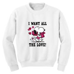 peanuts snoopy all the love valentine's t shirt Youth Sweatshirt | Artistshot