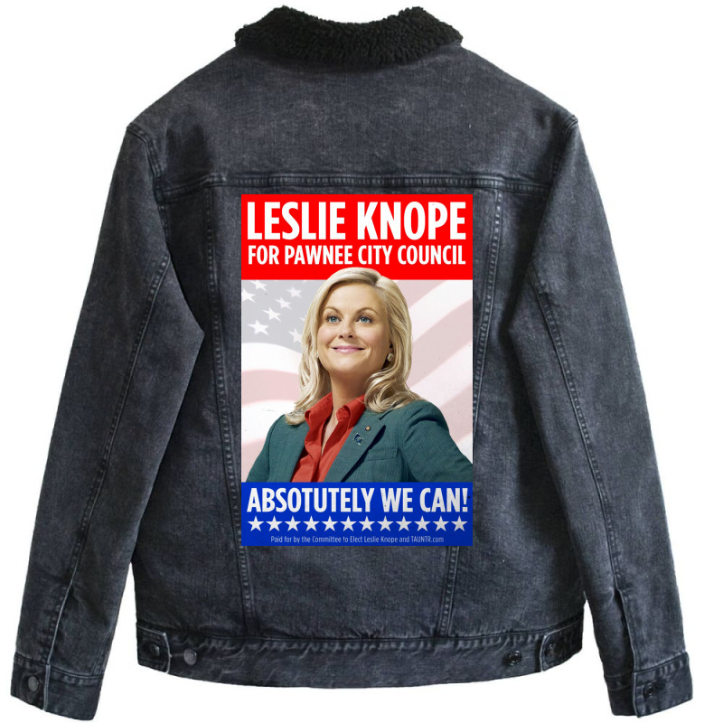 Leslie Knope For Pawnee City Council Poster Music Unisex Sherpa-lined Denim Jacket | Artistshot