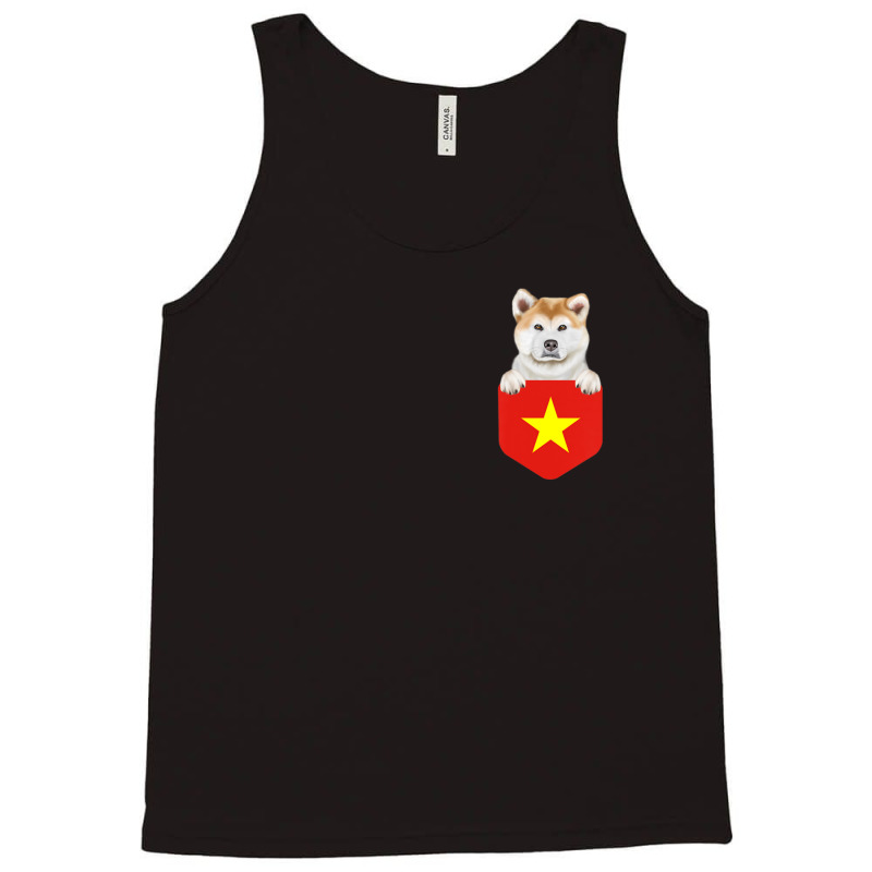 Hot Trend Vietnam Flag Akita Dog In Pocket Tank Top by hongquangd | Artistshot