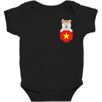 Hot Trend Vietnam Flag Akita Dog In Pocket Baby Bodysuit | Artistshot