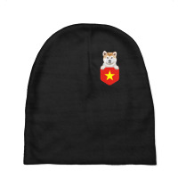 Hot Trend Vietnam Flag Akita Dog In Pocket Baby Beanies | Artistshot