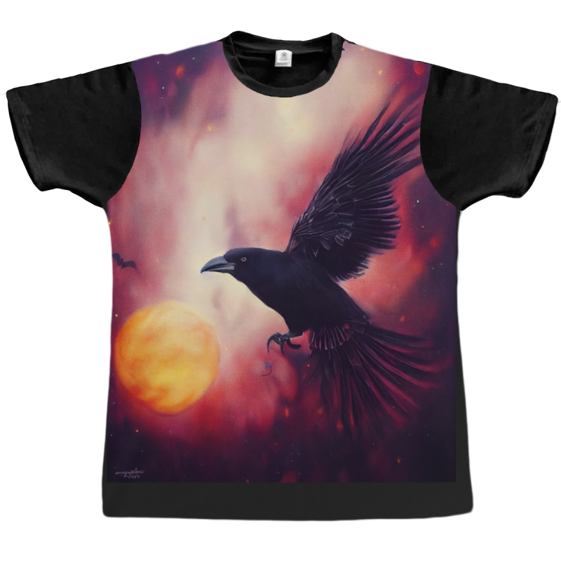 Crow Halloween Pumpkin In Galaxy Graphic T-shirt | Artistshot