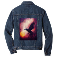 Crow Halloween Pumpkin In Galaxy Men Denim Jacket | Artistshot