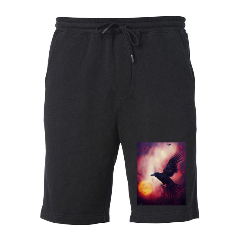 Crow Halloween Pumpkin In Galaxy Fleece Short | Artistshot