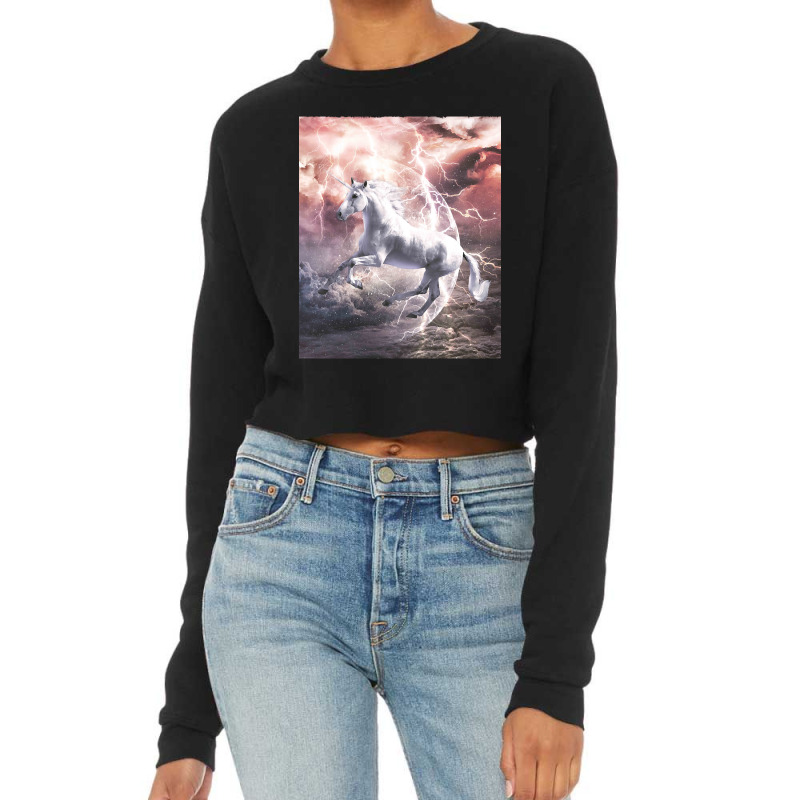 Limited Edition Epic Lightning Unicorn-bwcsc Cropped Sweater by webberkyla | Artistshot