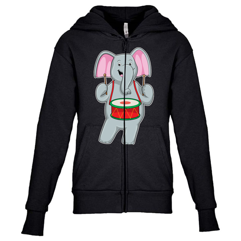 Trending Elephant At Music With Drum Youth Zipper Hoodie | Artistshot