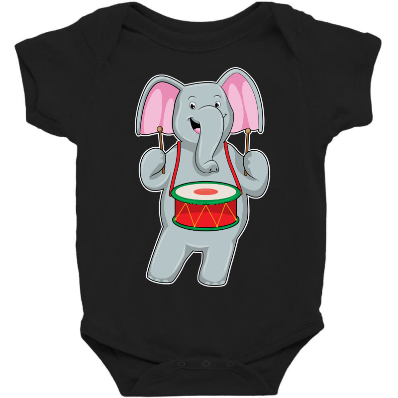 Trending Elephant At Music With Drum Baby Bodysuit | Artistshot