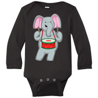 Trending Elephant At Music With Drum Long Sleeve Baby Bodysuit | Artistshot