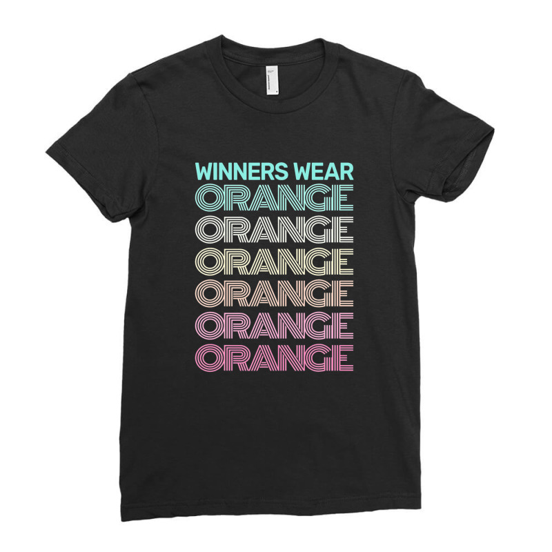 Retro Winners Wear Orange Team Color War Game Summer Camp Ladies Fitted T-Shirt by sromydivlevn | Artistshot