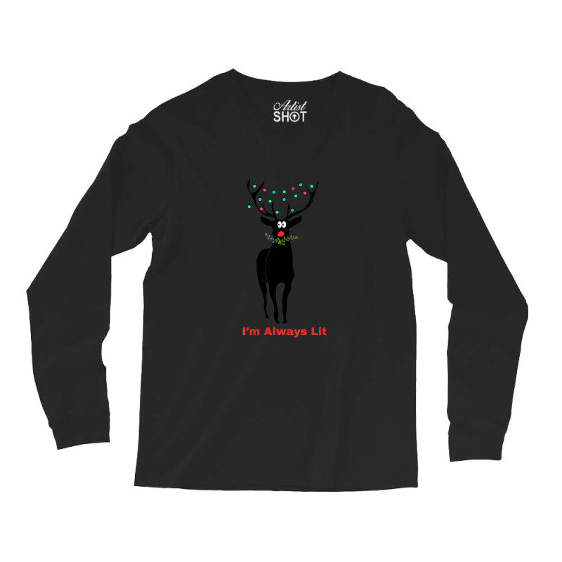 Womens Reindeer Lit V-neck Long Sleeve Shirts | Artistshot