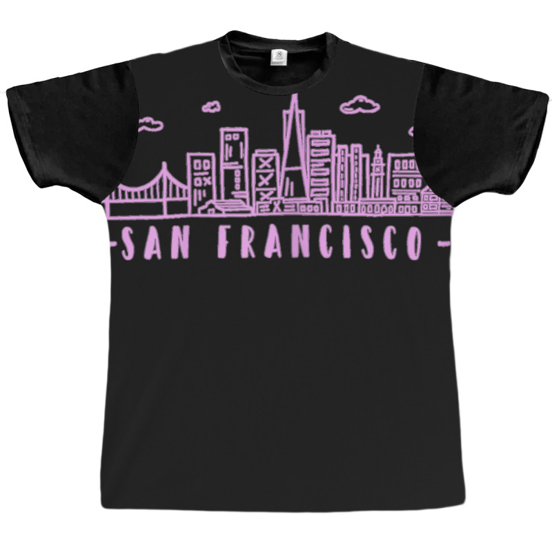 Womens San Francisco California Pink Vintage Skyline Graphic T-shirt | Artistshot