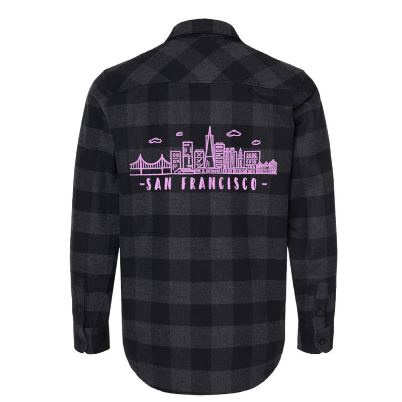 Womens San Francisco California Pink Vintage Skyline Flannel Shirt | Artistshot