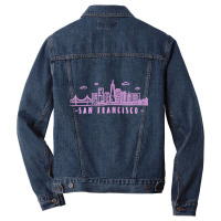 Womens San Francisco California Pink Vintage Skyline Men Denim Jacket | Artistshot