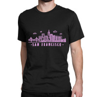 Womens San Francisco California Pink Vintage Skyline Classic T-shirt | Artistshot