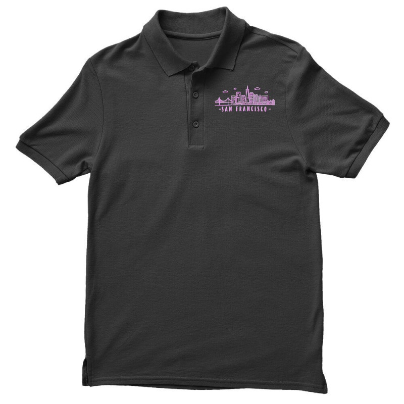 Womens San Francisco California Pink Vintage Skyline Men's Polo Shirt | Artistshot