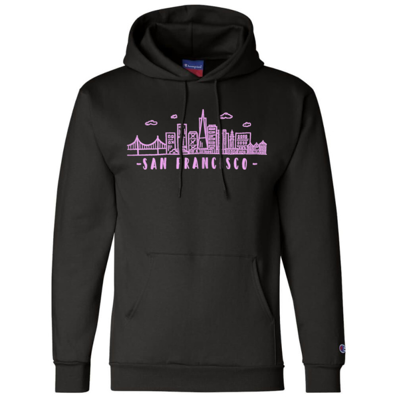 Womens San Francisco California Pink Vintage Skyline Champion Hoodie | Artistshot