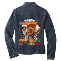 Dalmatian Dog Warm Snuggles Dalmatian Xmas Ugly Dalmatian Christmas 14 Ladies Denim Jacket | Artistshot