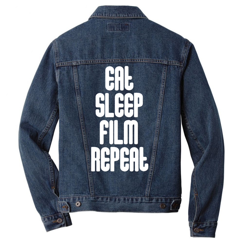 Eat Sleep Film Repeat, Movie Lover Gifts, Film Lover Gifts, Film T S, Men Denim Jacket | Artistshot