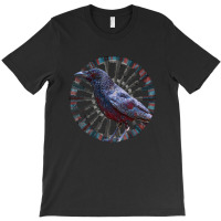 Crow Retro Circle Wheel Design T-shirt | Artistshot