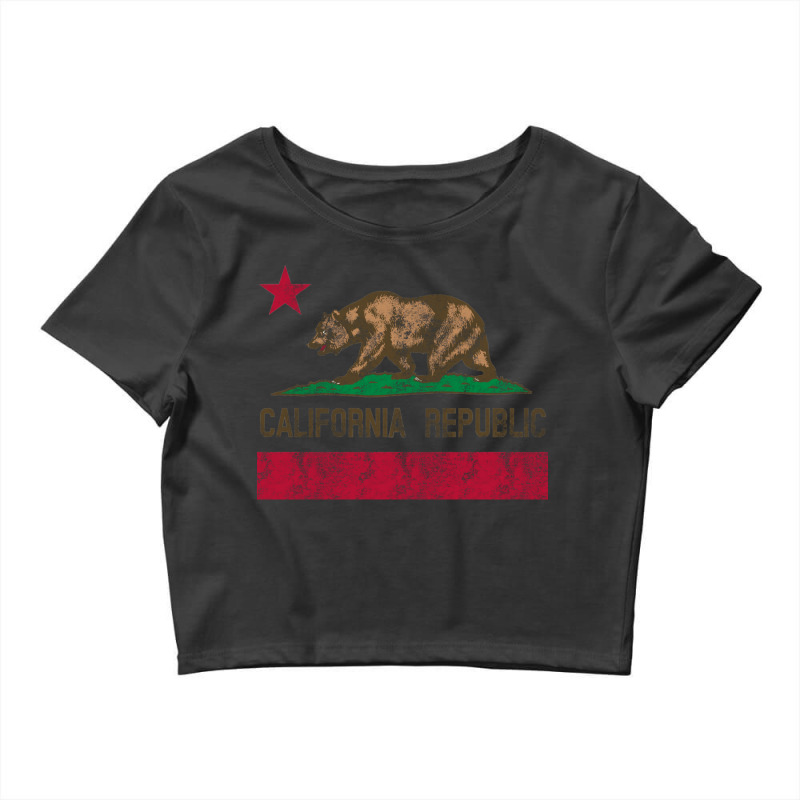 California Republic Flag Bear Vintage Souvenir Sweatshirt Crop Top by ChristinaMarieCavanaugh | Artistshot