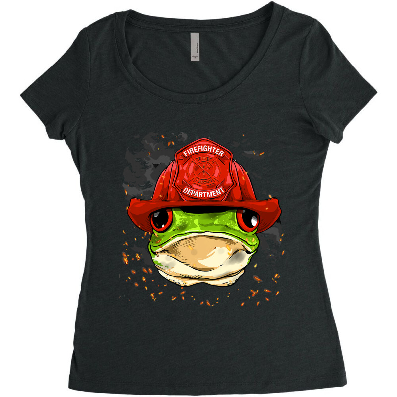 Firefighter Frog Fire Department Fireman Animal Frog Lover 49.png Women's Triblend Scoop T-shirt by SCOTTALLENZ | Artistshot