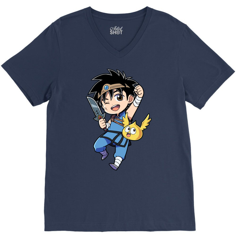 Dragon Warrior Dai X Gomechan   Dragon Quest V-Neck Tee by matrismonzono | Artistshot