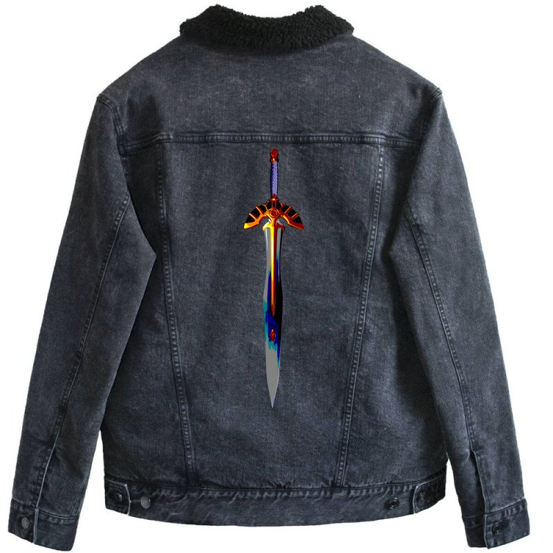 Dragon Quest I Erdrick's Sword Unisex Sherpa-Lined Denim Jacket by casonedionq | Artistshot