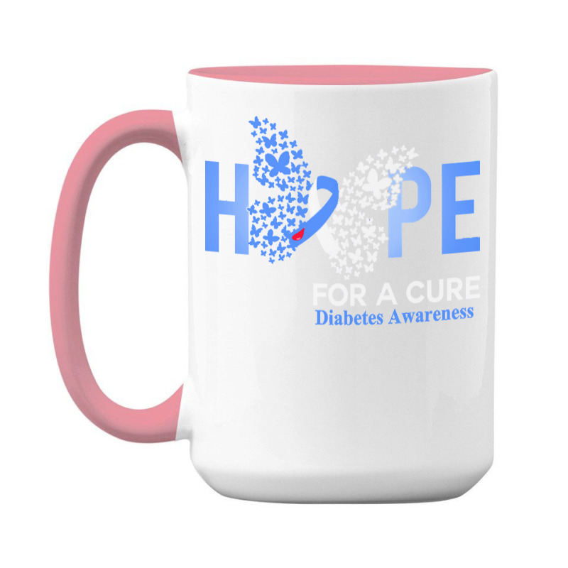 Diabetes Awareness T  Shirt Hope For A Cure  Butterfly Gift Diabetes A 15 Oz Coffee Mug by nestor34590 | Artistshot