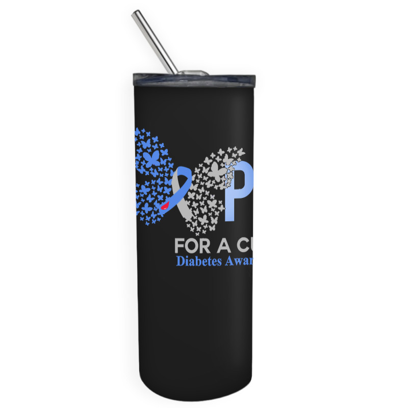 Diabetes Awareness T  Shirt Hope For A Cure  Butterfly Gift Diabetes A Skinny Tumbler by nestor34590 | Artistshot