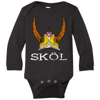 Hot Trend Skol Viking Helmet Nordic Horned Helmet Norse Mythology Long Sleeve Baby Bodysuit | Artistshot