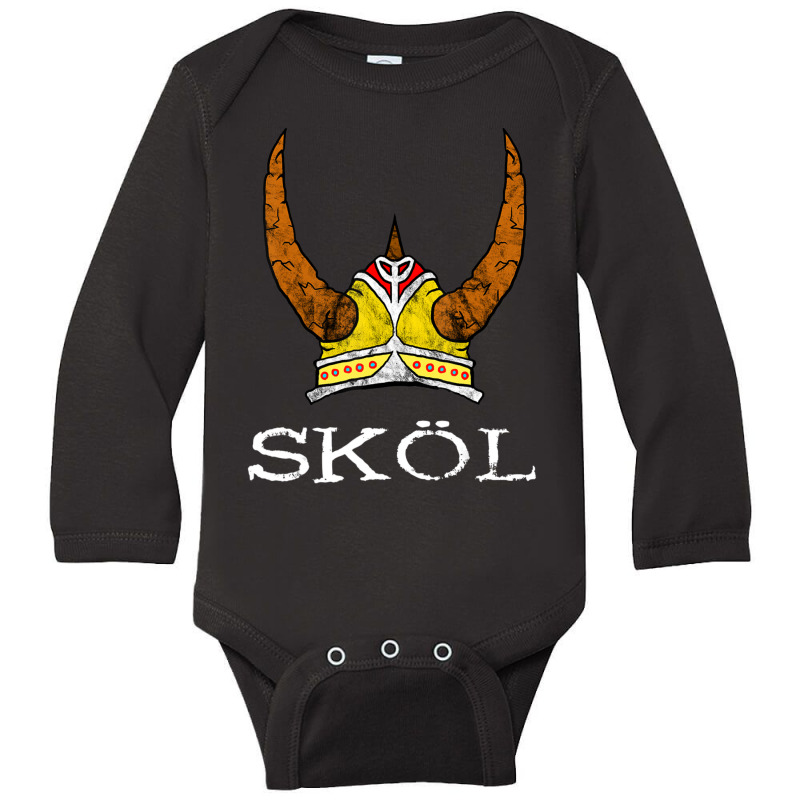 Hot Trend Skol Viking Helmet Nordic Horned Helmet Norse Mythology Long Sleeve Baby Bodysuit | Artistshot