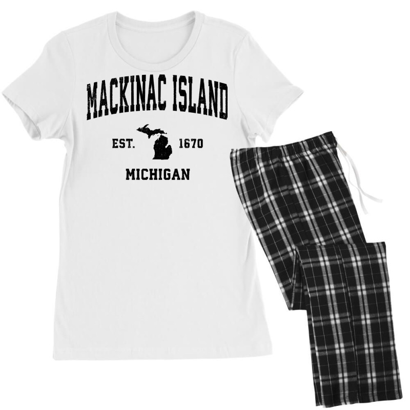 Mackinac Island Michigan Mi Vintage Sports Design Black Prin Sweatshir Women's Pajamas Set by caroldian | Artistshot