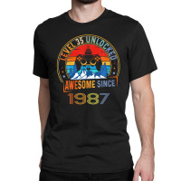 Level 35 Unlocked Gaming Awesome Since 1987 35th Birthday Classic T-shirt | Artistshot