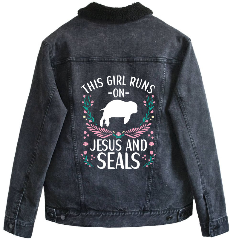 Cute Sea Lion Apparel Women Seal Girls Unisex Sherpa-Lined Denim Jacket by MaryHutchison | Artistshot