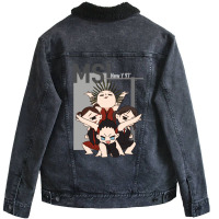 Funny Man Msi Chibi Graphic For Fans Unisex Sherpa-lined Denim Jacket | Artistshot