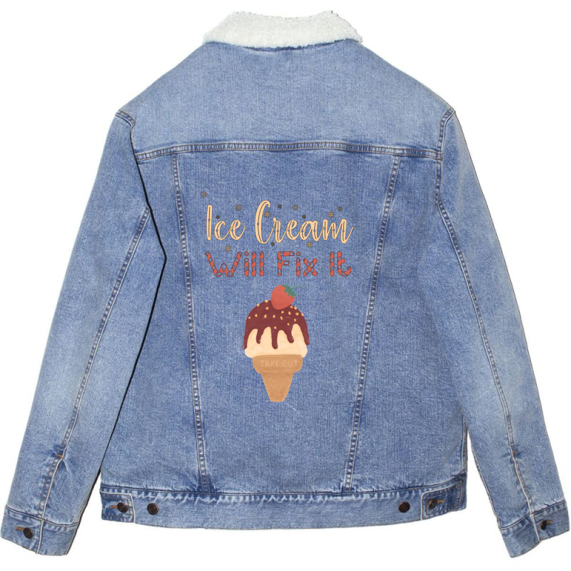 Ice Cream Will Fix It   1 Unisex Sherpa-Lined Denim Jacket by GEORGESOCE | Artistshot