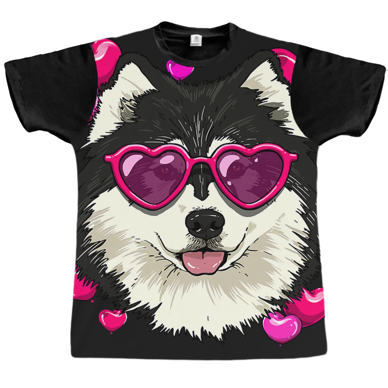 Valentines Day Alaskan Malamute Heart Couples Sled Dog Lover174.png Graphic T-shirt | Artistshot