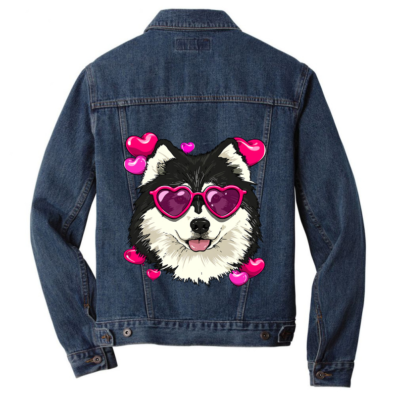 Valentines Day Alaskan Malamute Heart Couples Sled Dog Lover174.png Men Denim Jacket | Artistshot