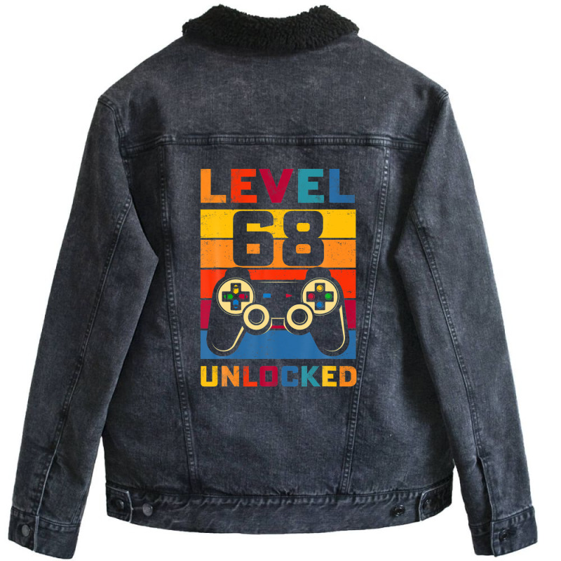 Level 68 Unlocked Shirt 68th Birthday Matching Video Game Unisex Sherpa-lined Denim Jacket | Artistshot